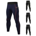 thumbnail image 5 of Men Compression Workout Pants Quick Dry Men's Tight High-elastic Running Trousers with Pocket for Sports Gym (Black, M), 5 of 7