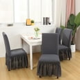 thumbnail image 4 of Chair Cover for Dining Room,Stretch Chair Slipcover with Skirt Furniture Protector Washable Non-slip Jacquard Parsons Chair Protector for Wedding Restaurant Banquet Decor-8 Pcs-Dark gray, 4 of 9