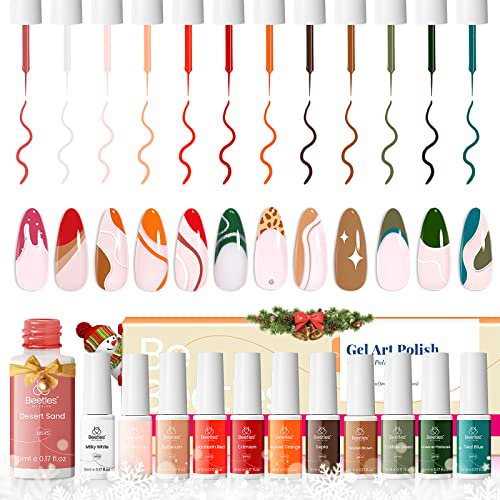 beetles Gel Polish 2022 Nail Art Liner Gel Set Christmas Gift for Women- 12Pcs Popular White Orange Holiday Gel Art Paint Brown Green Fall Colors Swirl Nails Built Thin Nail Art Brush beetles Gel Polish 2022 Nail Art Liner Gel Set Christmas Gift for Women- 12Pcs Popular White Orange Holiday Gel Art Paint Brown Green Fall Colors Swirl Nails Built Thin Nail Art Brush