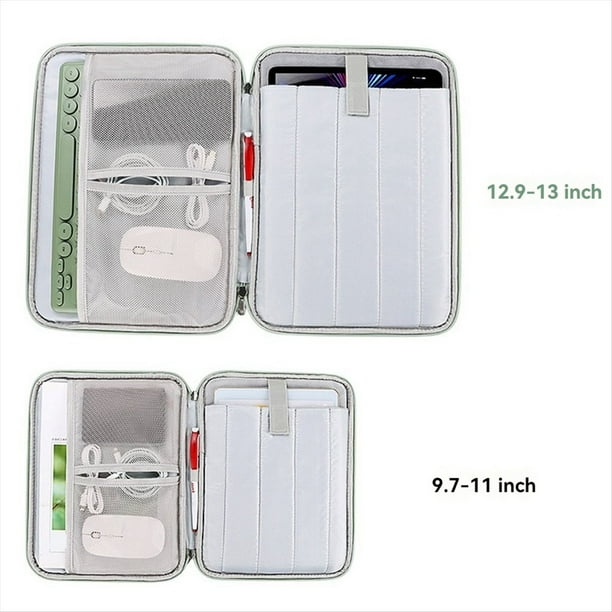 Organizador de Archivos de Viaje Cartera Multifuncional para 12,9-13 Pulgadas Tablet Sleeve Case Tablet Bolsa de Transporte Verde