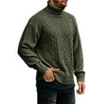 thumbnail image 4 of Yucgh Men's Turtleneck Sweater Pullover, Twisted Cable Knit Design with Loose Fit Thick Winter Long Sleeve, Casual Comfort Wear for Cold Seasons,Army Green, 4 of 4