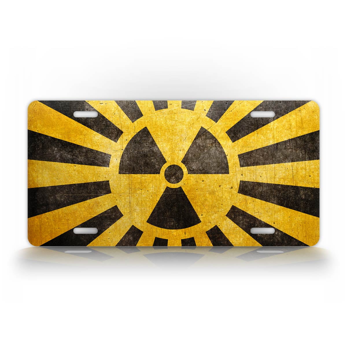 Radioactive Symbol License Plate Grunge Texture Nuclear Power Universal Sign Auto Tag