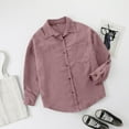 thumbnail image 7 of Baqcunre Long Sleeve Shirts For Women Woman Over Size Solid Color Turn Down Collar Fashion Loose Leisure Corduroy Lohas Time Coat Shirt Womens Shirts Workout Tops For Women Pink XL, 7 of 7