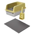 thumbnail image 2 of Caja de arena para gatos, inodoro para orinal, contenedor de arena para gatos, con bandeja de arena para mascotas de lado alto, inodoro para gatos de amarillo, 2 of 8
