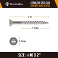 thumbnail image 5 of FM FastenMon #10 x 2" Stainless Steel 304 Deck Screws, T25 Star Drive, 100 Pack, 5 of 8