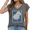 Dark Gray, variant on Cozymy Elegant Navy Blue Floral Sleeveless Tee, Detailed White Hydrangea Graphic V-Neck Summer Shirt