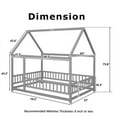 thumbnail image 4 of Full Size House Floor Bed, Wood Montessori Bed Frame with Fence Guardrails, House Beds Frame No Box Spring Needed（Full, Gray), 4 of 11