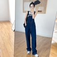 thumbnail image 2 of Y2k Retro Dark Blue Overalls Jeans for Women's Korean Fashion Denim Romper Jumpsuit Summer Loose Size High Street Baggy Trousers, 2 of 6