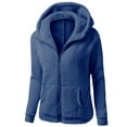 thumbnail image 2 of Leadmall Women Winter Jackets Full Zip Hoodies Solid Long Sleeve Hooded Sweatshirt Pockets Fall Casual Sweatshirts Jacket Winter Warm Fleece Hoodies Jackets Coat Sweater Outwear Y-Y1 Navy S, 2 of 3