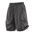 thumbnail image 7 of Athletic Cargo Shorts Mens Knee Length Long Shorts Casual Summer Loose Fit Bermuda Shorts Elastic Waist Drawstring Pants with Pockets Gray 3XL, 7 of 7