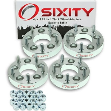 Sixity Auto 4 pc 5x4.5" to 5x5" Wheel Spacers Adapters 1.25" compatible with Eagle Talon Vision Thick