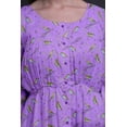thumbnail image 4 of Bimba Purple Blue Berries & Flowerpecker Bird Floral Print Button Down Long Sleeve Midi Dress Women Clothing-XX-Large, 4 of 7