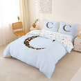 thumbnail image 2 of Manfei Blue Bow Tie C Personalized Initial Queen Duvet Cover Set for Teens Girls,Kids Vintage Leopard Print Letter Bedding,Ultra Soft Home Decor,3 Pieces,No Comforter, 2 of 5