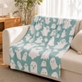 thumbnail image 2 of Halloween Ghost Blanket,29.5x39.4 Inch Cute Soft Throw Blankets Gift for Women Men,Faux Flannel Blanket for Sofa Lounge,Office Nap Break,Light Blue, 2 of 9