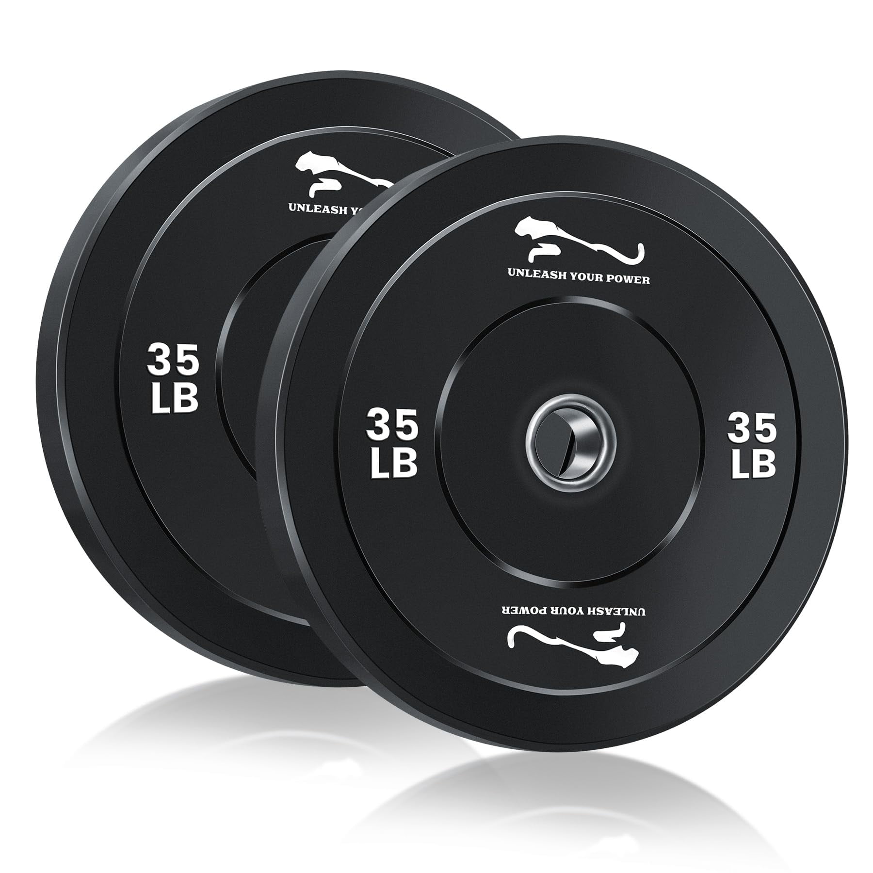 Towallmark 35LB Olympic Weight Plates Set of 2 – 2-Inch Universal Fit Rubber Bumper Plates with Steel Insert for Strength Training & Home Gym