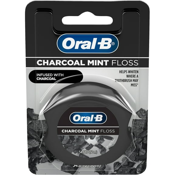 Oral-B Charcoal Mint Dental Floss, Cavity Defense, Waxed, 50m