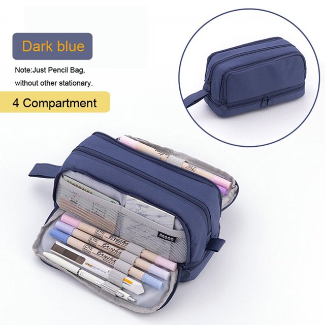 Estuche escolar portátil para lápices, bolsa con cremallera para adolescentes, organizador de papelería grande, suministros de oficina