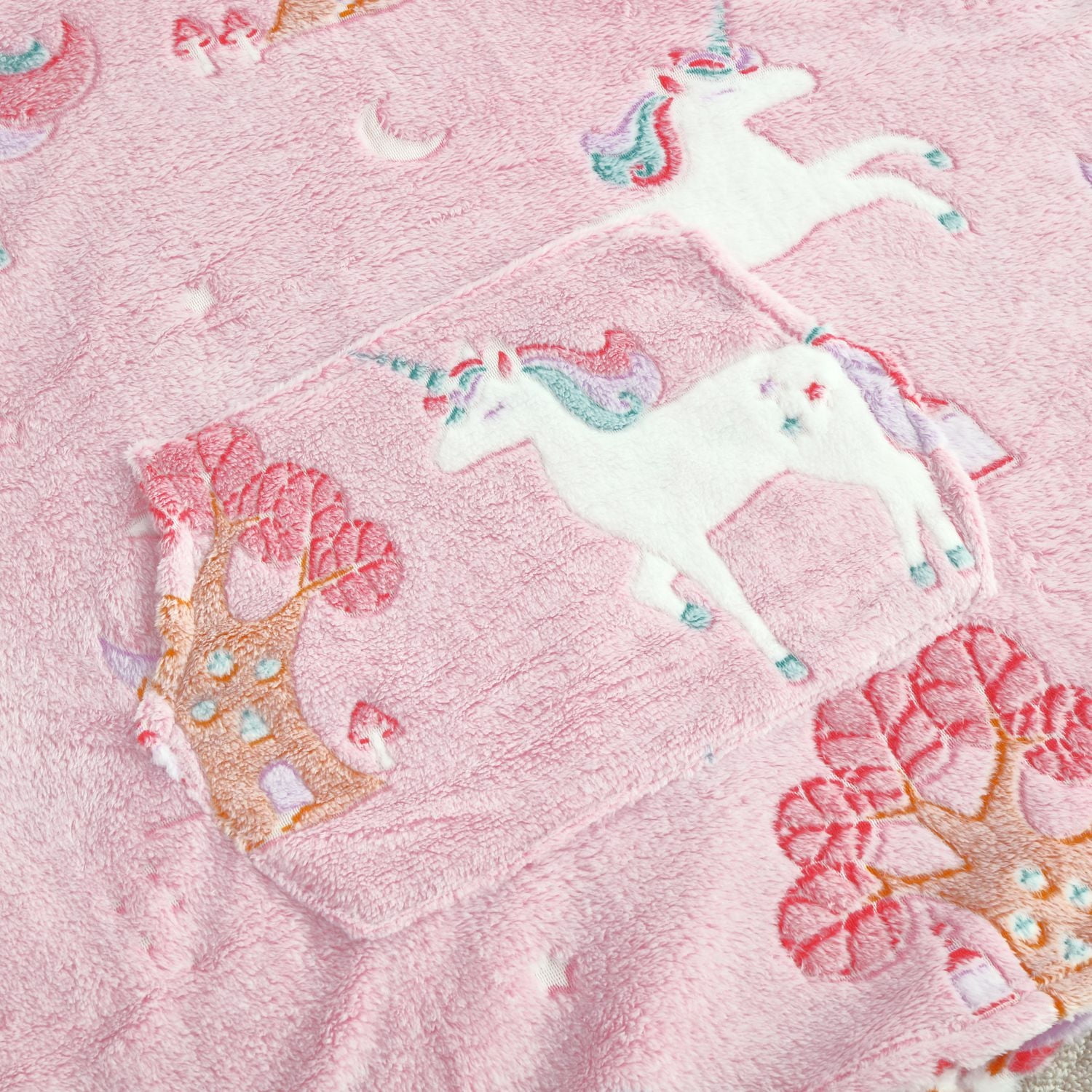 Sweat à capuche Marina Decoration phosphorescent pour enfants et filles, surdimensionné, en flanelle polaire douce et chaude, avec poche géante, 110 x 75 cm, licorne rose