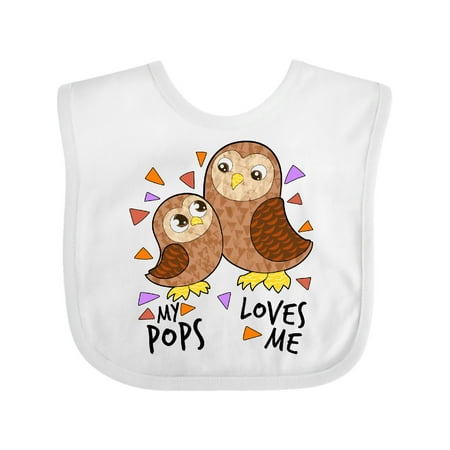 

Inktastic My Pops Loves Me- Cute Owl Family Gift Baby Boy or Baby Girl Bib