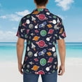 thumbnail image 3 of Lsque Rocket Satellite pattern Hawaiian Shirt for Men, Unisex Summer Beach Casual Short Sleeve Button Down Shirts-Small, 3 of 9