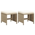 thumbnail image 1 of vidaXL Garden Stools 2 pcs with Cushions Poly Rattan Beige, 1 of 5