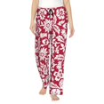 thumbnail image 1 of Fotbe Red Flowers Pantalones de Pijama para Mujer, Pantalones de Dormir, Pantalones Pj con Cordón y Bolsillos-Large, 1 of 6