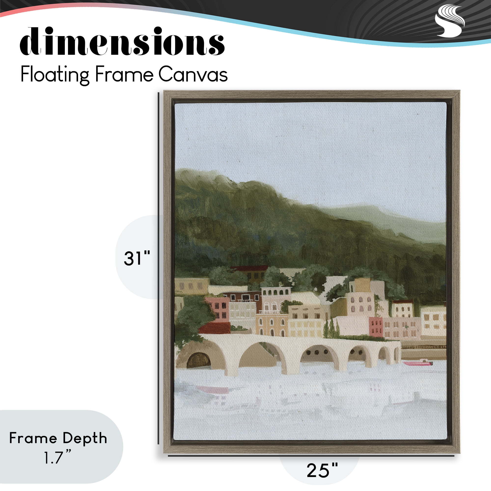 Stupell Industries Coastal Mountains By Sea Brown Framed Floater Canvas Wall Art, design by Grace Popp