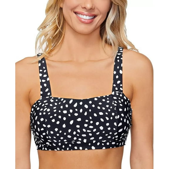 Island Escape BLACK WHITE Printed Costa Rica Underwire Bikini Swim Top, US 12