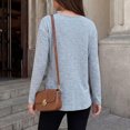 thumbnail image 5 of GERsome Women's Long Sleeve Shirts Crew Neck Button Trim Curved Hem Pullover Tops Casual Loose Fit Blouses Light Blue L, 5 of 8