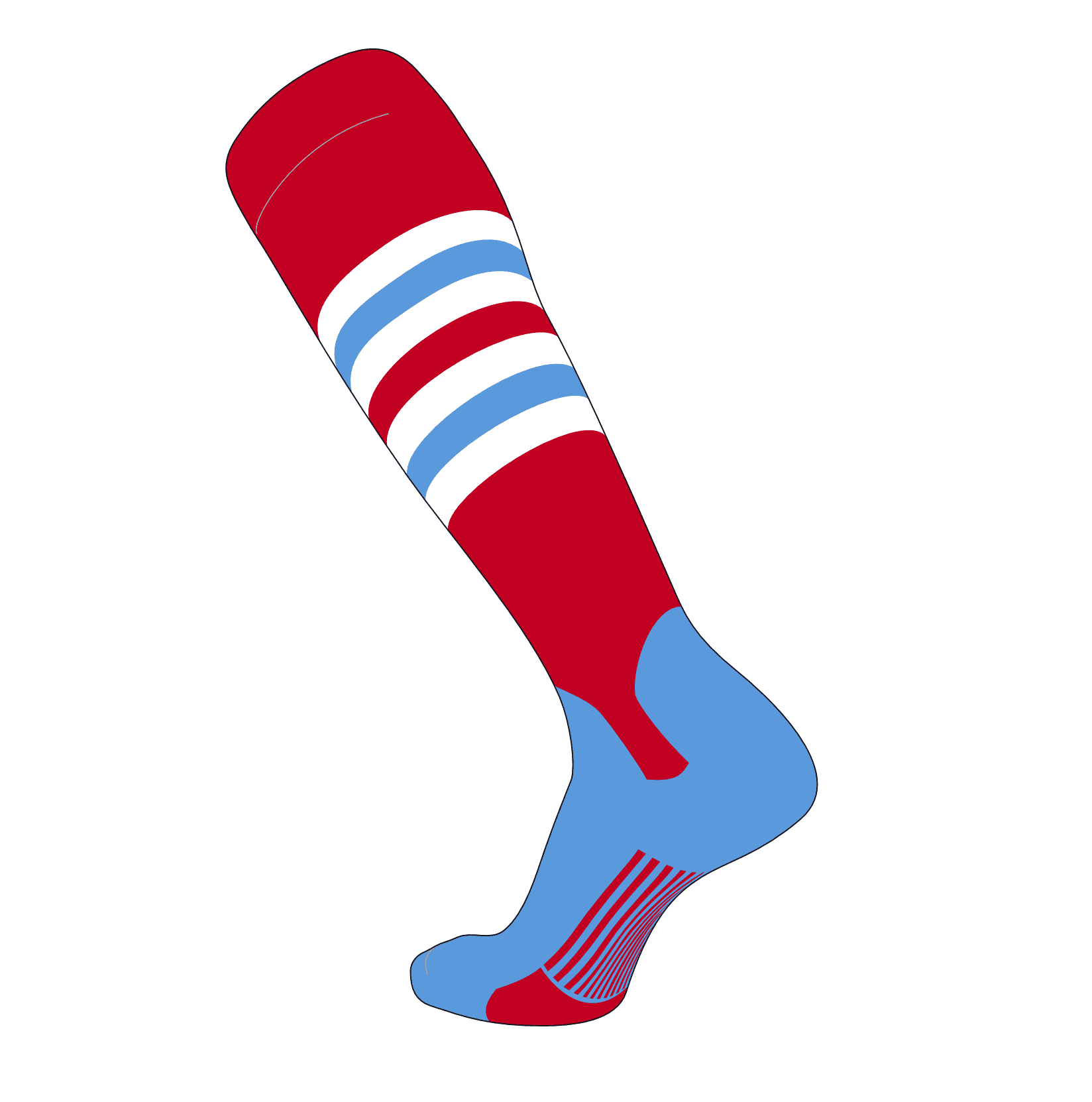 TCK Elite Baseball Knee High Stirrup Socks (I, 5in) Red, White, Baby
