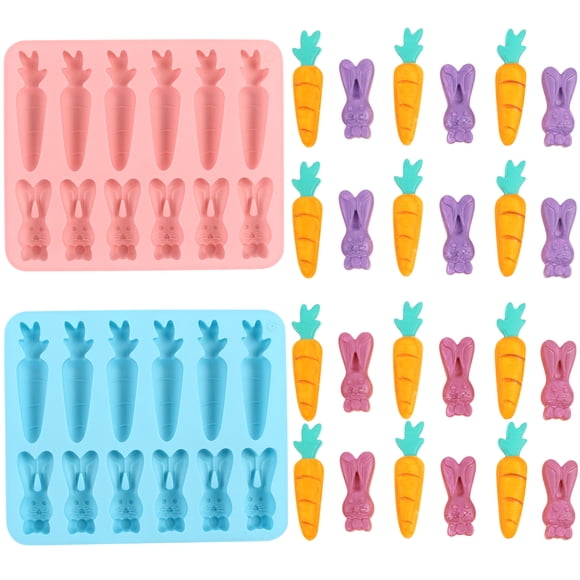 Xihbxyly Moldes de Silicona para Pascua, Diseño de Conejito y Zanahoria, Antiadherentes y Fáciles de Desmoldar, Versátiles para Repostería y Manualidades, Perfectos para Fiestas y Regalos de Pascua,