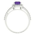 thumbnail image 4 of 1.935 ct Emerald Cut Natural Amethyst with Simulated Diamond Halo Accents 18K White Gold Womens Engagement Ring, 4 of 5