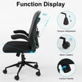 Desk Chair with Wheels, Mesh Office Chair with Flip Up Arms and Wide
