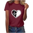 thumbnail image 1 of Diufon Hauts de la Saint-Valentin pour Femmes, Tunique Décontractée à Manches Courtes, Chandail à Col Rond, Blouse Tendance Mignonne à Imprimé Graphique, 1 of 6