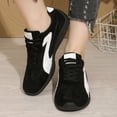 thumbnail image 5 of Domuza Women’s Retro Suede Trim Lace Up Casual Sneakers, Curved Stitch Accent Low Top Lightweight Walking Shoes with Non-Slip Grooved Rubber Outsole Black 7（EU-38）, 5 of 9