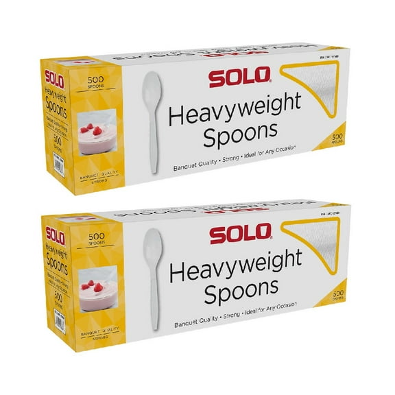 2 Pack | Solo Heavyweight Plastic Spoon, White, 500 ct