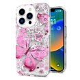 thumbnail image 3 of Funda transparente de doble capa para Apple iPhone 16 Pro/16Pro (6.3"), antigolpes (doble capa, rosa y mariposa), 3 of 5