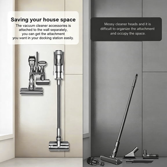 HAMPPLIES Dark Grey Plastic Vacuum Cleaner Storage Stand Holder for Home Use, and Space-Saving, 1 Piece