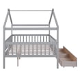 thumbnail image 6 of Canopy Bed Frame Platform Bed with Two Drawers Modern Wooden Canopy Bed with Headboard & Footboard and Slat Support Leg for Dorm, Bedroom, Guest Room (Full), 6 of 9