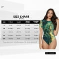 thumbnail image 5 of Salouo Turquoise Golden Swirl for Women's Short Sleeve Bodysuit,Sexy Bodysuits One Piece Round Neck Bodysuit Shapewear Tummy Control-X-Large, 5 of 7