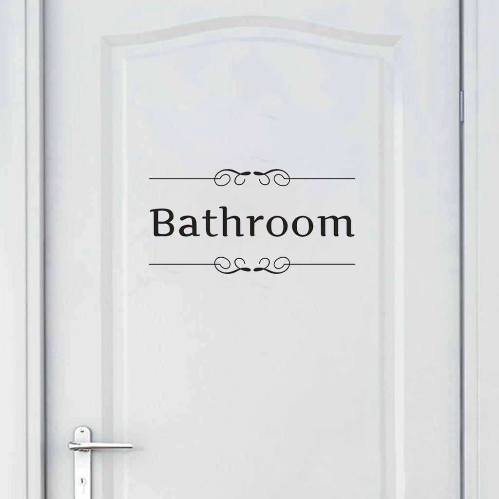 Bathroom Door Sign Self Adhesive Vinyl Sticker Decal Bath Room Door Sticker 