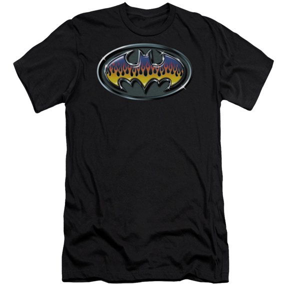 Batman Hot Rod Shield Premium Canvas T-Shirt Adult Slim Fit 30/1 Black