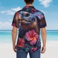 thumbnail image 4 of Sikiie Realistic Flower Turtle Print Men's Hawaiian Shirt, Summer Beach Button Pocket Short Sleeve T-Shirt,XX-Large, 4 of 7