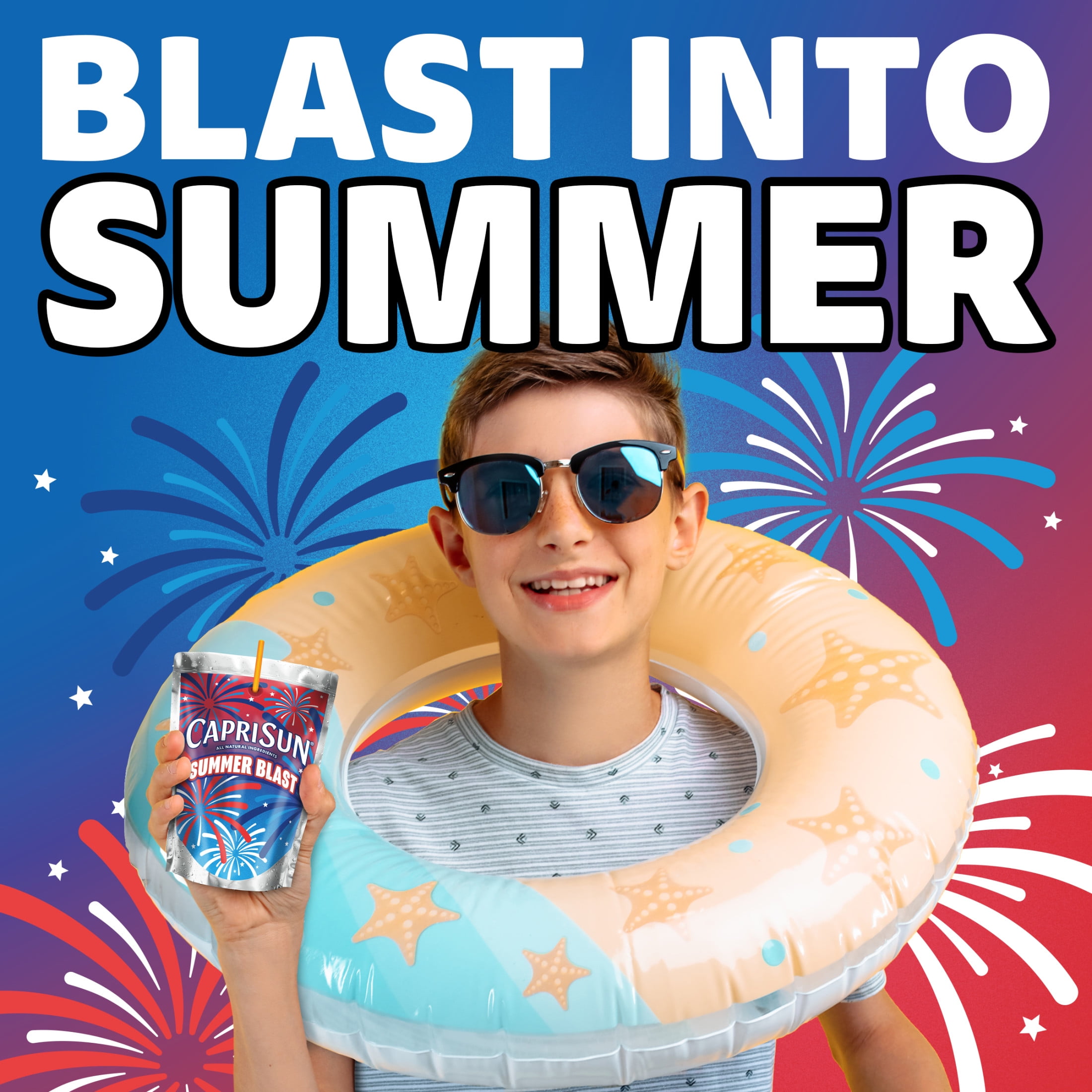 Capri Sun Summer Blast Passion Fruit Mango flavored Juice Drink Blend, from concentrate with other natural flavor, 10 Count Box, 6 fl oz Pouches