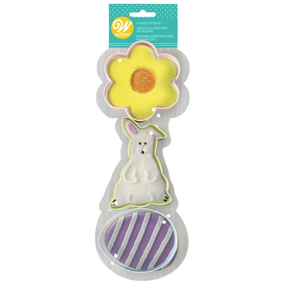 Wilton, Set of 3, Flower, Bunny & Egg Cookie Cutters, 2308-7557