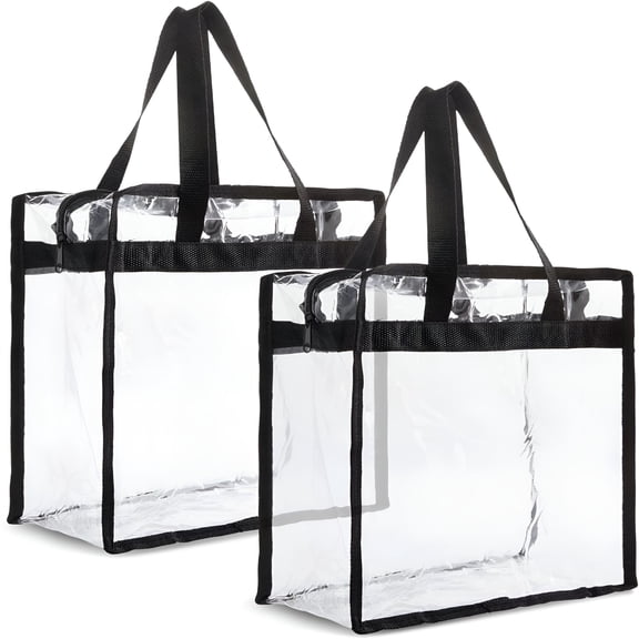 GASTROPOD Pack Clear Stadium Approved Bags - 12x6x12 Large Transparent Tote Bags with Zippers and Handles for Concerts, Sporting Events, Music Festivals, Work, School, Gym