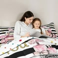 thumbnail image 5 of Manfei Beautiful Bowtie Perfume Queen Comforter Set,Romance Floral Flower Bedding Sets,Black Geometric Stripes Bedding Comforter Set For Child,Microfiber Bedroom Decor Reversible,3-Piece, 5 of 8