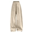 thumbnail image 3 of YOUYEDIAN Girls Wide Leg Pants Flowy Loose Fit Palazzo Pants for Girls Kids Casual Beach Linen Trousers (Khaki, 8-9 Years), 3 of 4