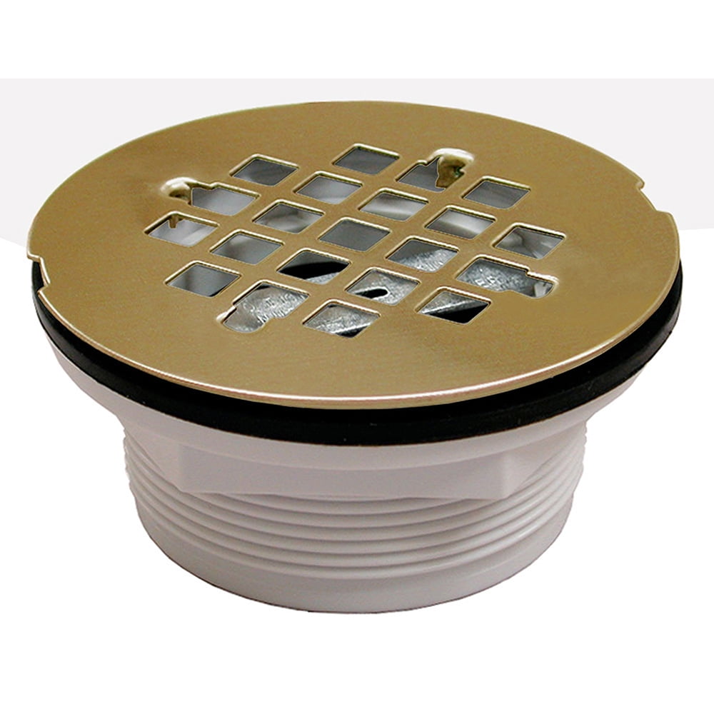 2" PVC Dropin Solvent Outlet Shower Stall Drain with Polished Brass