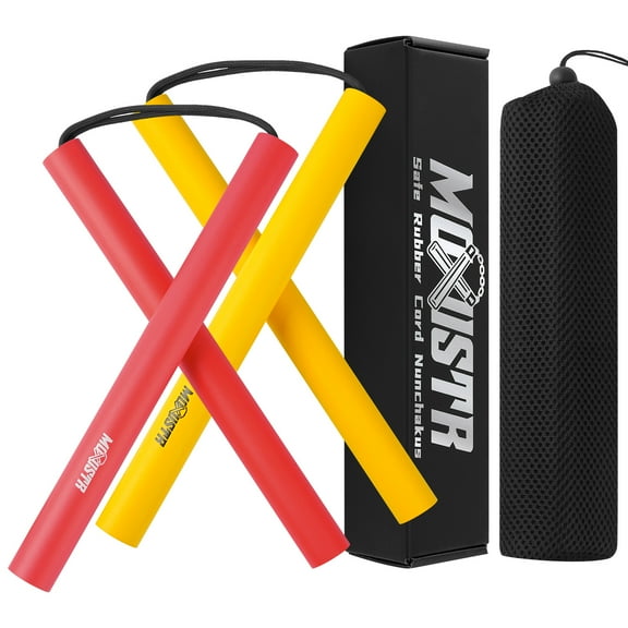 Safe Foam Rubber Cord Nunchakus Karate Upgraded for Beginners Practice and Training 2 Pack
